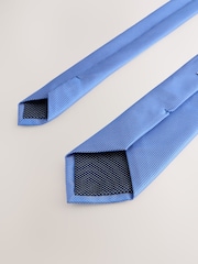 Blue Slim Textured Tie And Pocket Square Set - Image 3 of 4