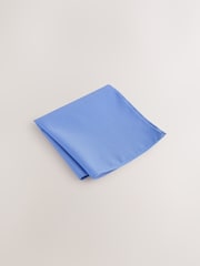 Blue Slim Textured Tie And Pocket Square Set - Image 4 of 4