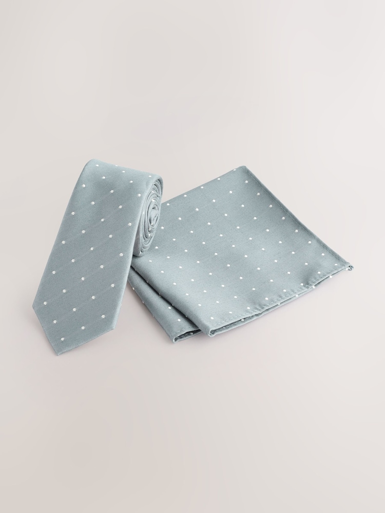 Green Tie and Pocket Square Set - Image 1 of 4