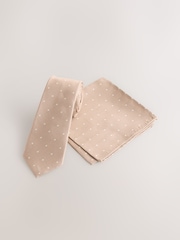 Neutral Polka Dot Tie and Pocket Square Set - Image 1 of 4