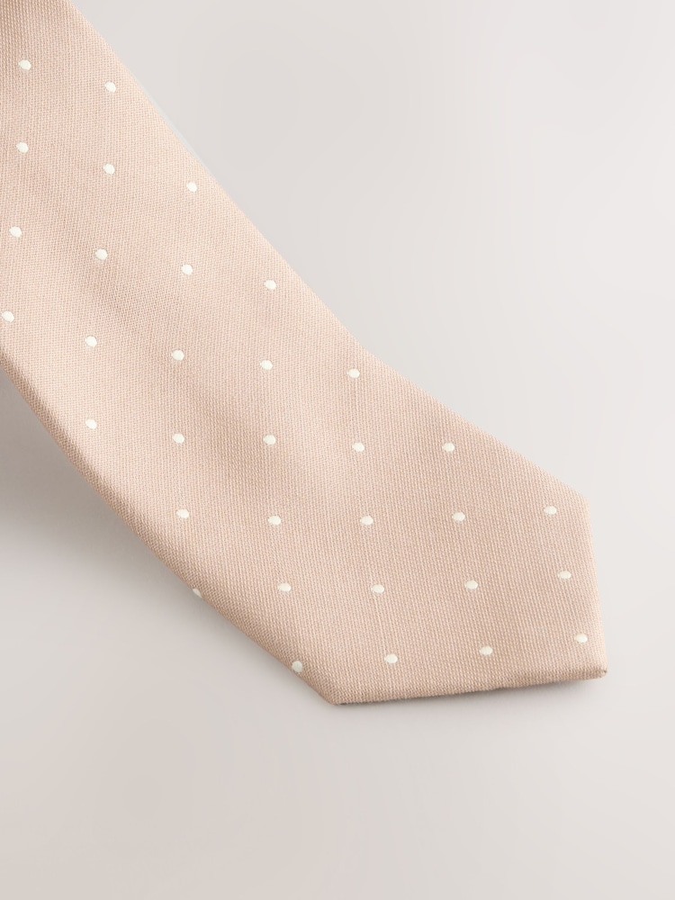Neutral Polka Dot Tie and Pocket Square Set - Image 2 of 4