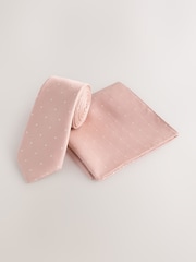 Pink Polka Dot Tie and Pocket Square Set - Image 1 of 4
