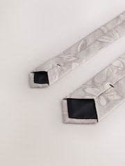 Grey/Rust Tie and Pocket Square Set - Image 3 of 4