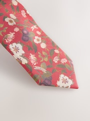 Red Kew Gardens Floral Tie and Pocket Square - Image 2 of 4