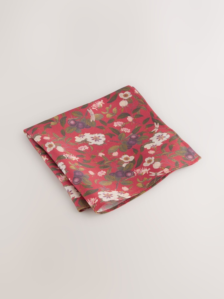 Red Kew Gardens Floral Tie and Pocket Square - Image 4 of 4