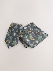Navy Kew Gardens Floral Tie and Pocket Square - Image 1 of 4