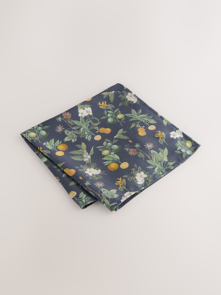 Navy Kew Gardens Floral Tie and Pocket Square - Image 4 of 4