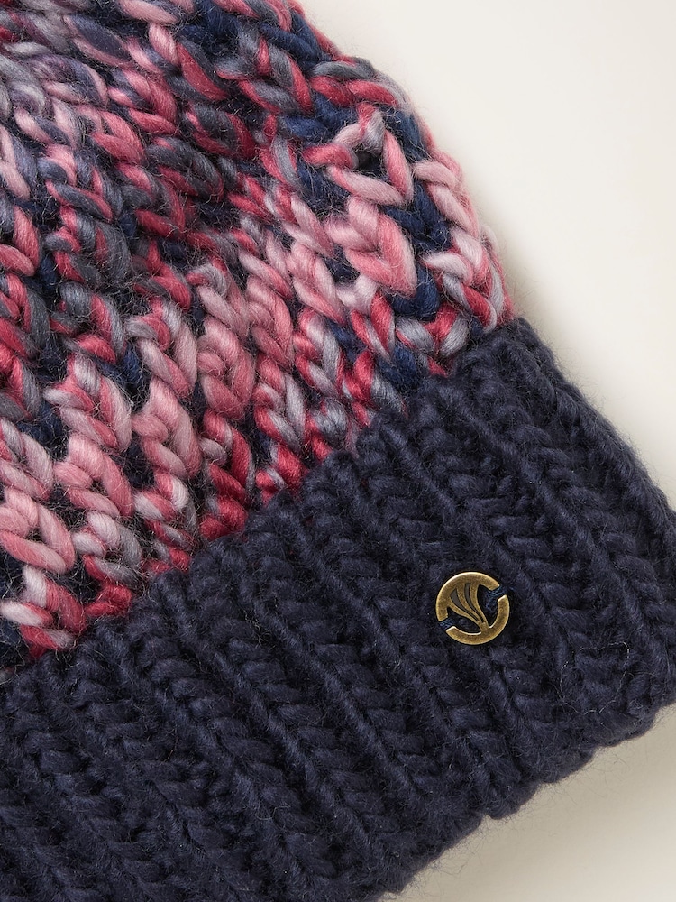 FatFace Navy Spacedye Bobble Hat - Image 2 of 2 FatFace Navy Spacedye Bobble Hat - Image 2 of 2