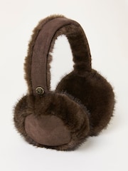 FatFace Chocolate Brown Fluffy Earmuffs - Image 1 of 2