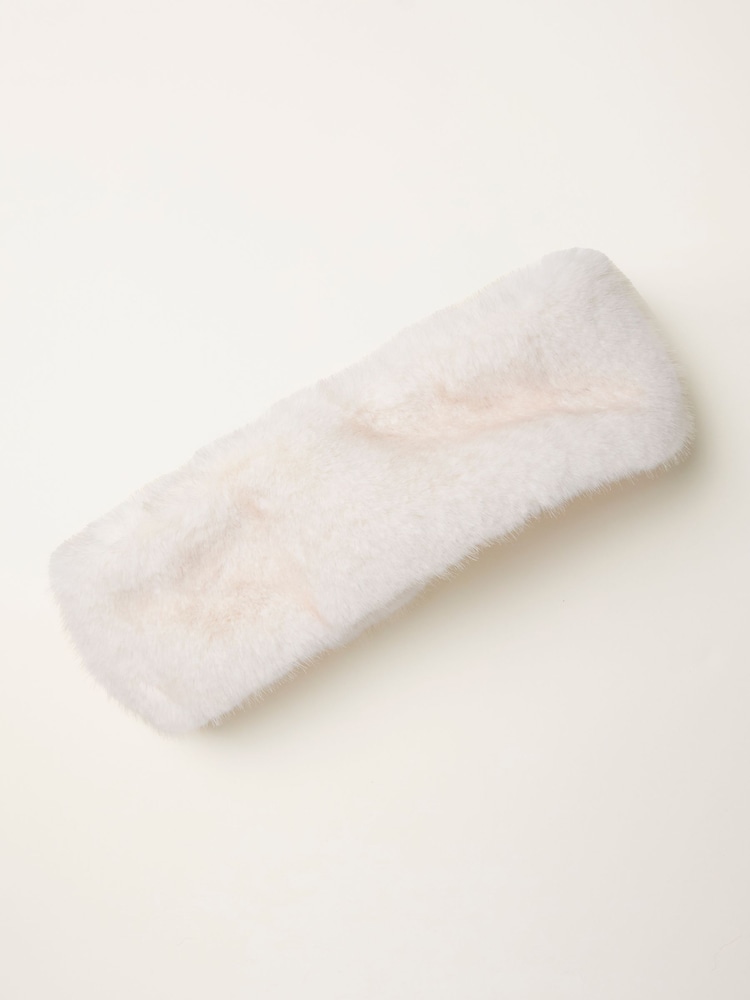 FatFace Ivory Faux Fur Headband - Image 1 of 2