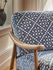 Woven Geometric Blue Hampton Wooden Accent Chair - Image 2 of 8
