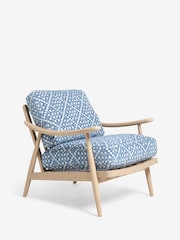 Woven Geometric Blue Hampton Wooden Accent Chair - Image 5 of 8
