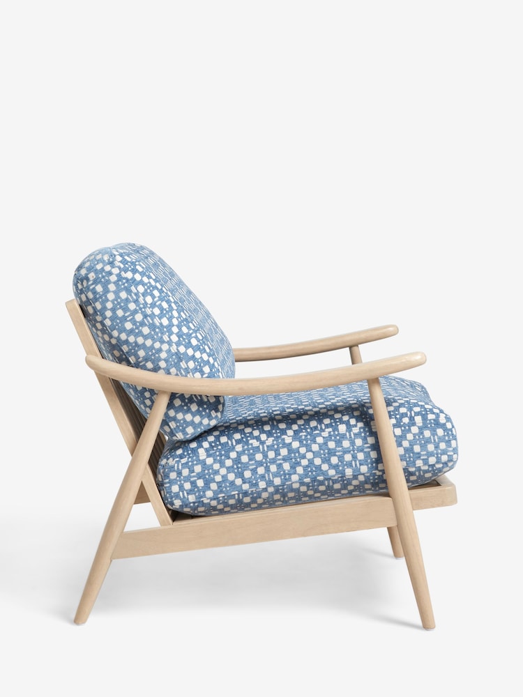 Woven Geometric Blue Hampton Wooden Accent Chair - Image 8 of 8