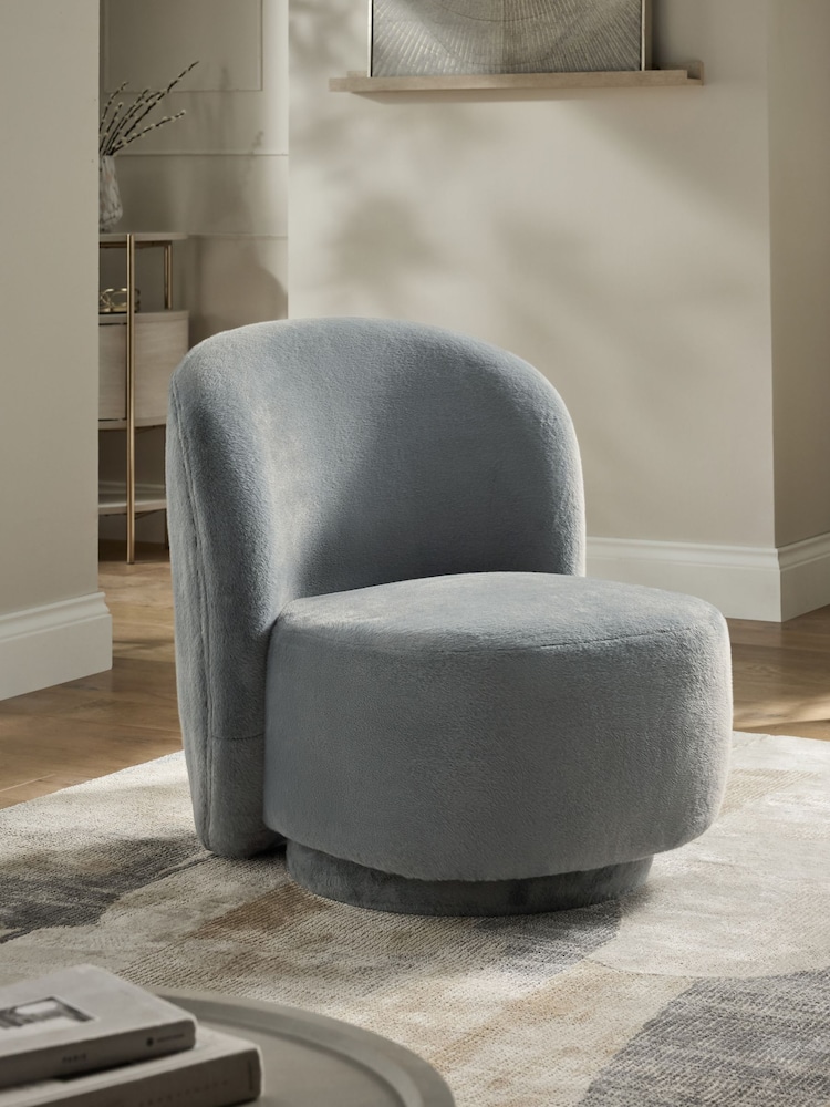 Alaska Faux Fur Slate Hattie Swivel Accent Chair - Image 1 of 9