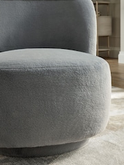 Alaska Faux Fur Slate Hattie Swivel Accent Chair - Image 3 of 9