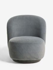 Alaska Faux Fur Slate Hattie Swivel Accent Chair - Image 4 of 9