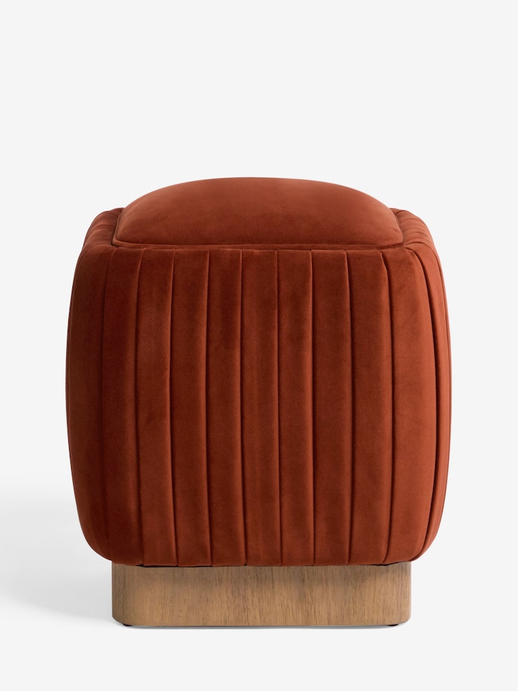 Soft Velvet Rust Brown Faye Pleated Storage Stool - Image 1 of 4 Soft Velvet Rust Brown Faye Pleated Storage Stool - Image 1 of 4