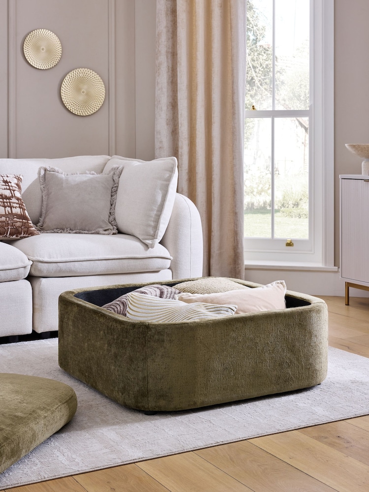 Plush Chenille Moss Green Kimpton Storage Footstool - Image 2 of 7 Plush Chenille Moss Green Kimpton Storage Footstool - Image 2 of 7