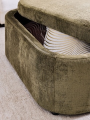 Plush Chenille Moss Green Kimpton Storage Footstool - Image 5 of 7