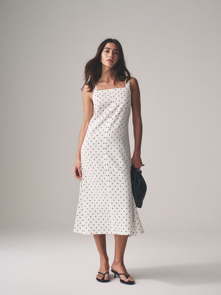 The Set Black/Spot 2 Pack Strappy A-Line Linen Blend Dresses - Image 2 of 7