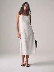The Set Black/Spot 2 Pack Strappy A-Line Linen Blend Dresses - Image 3 of 7