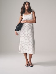 The Set Black/Spot 2 Pack Strappy A-Line Linen Blend Dresses - Image 4 of 7