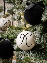 Set of 9 Black/White Bow Christmas Baubles - Image 2 of 3