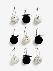 Set of 9 Black/White Bow Christmas Baubles - Image 3 of 3