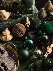 Green 10 Pack Scandi Paper Baubles - Image 1 of 2