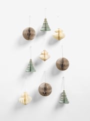 Green 10 Pack Scandi Paper Baubles - Image 2 of 2