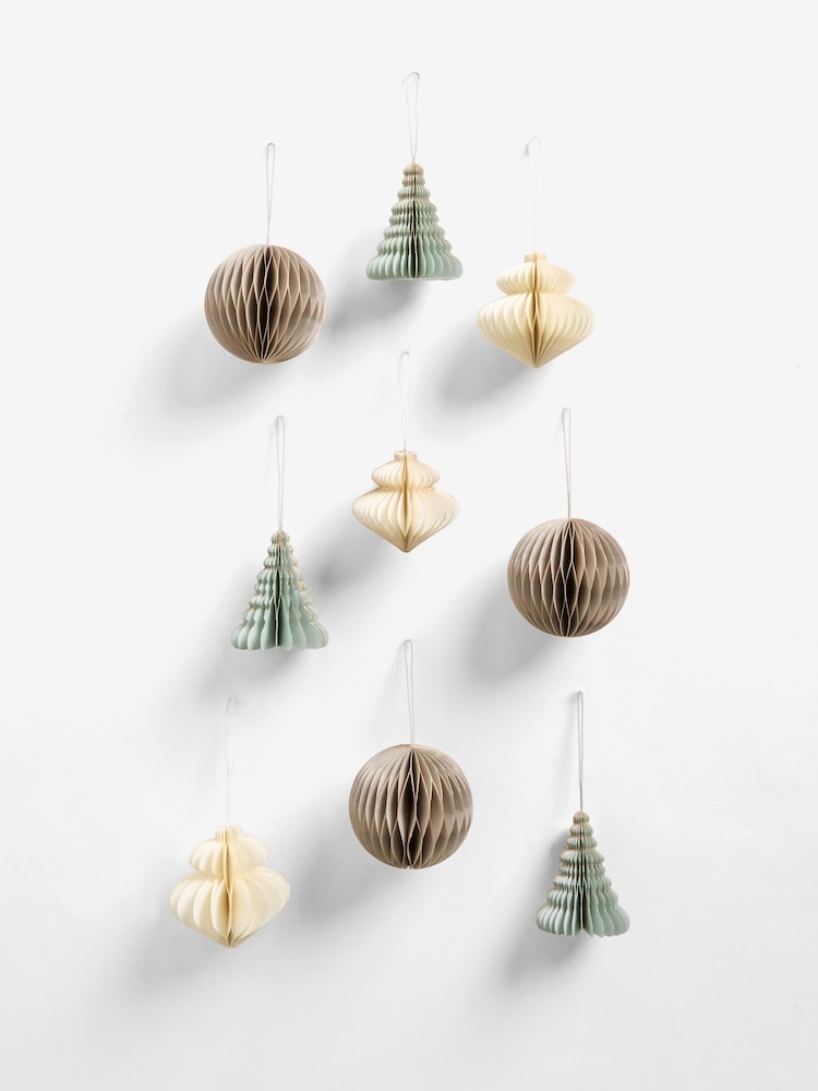Green 10 Pack Scandi Paper Baubles - Image 2 of 2