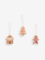 3 Pack Brown Gingerbread Felt Baubles - Image 3 of 3