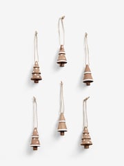 6 Pack Brown Wooden Tree Christmas Baubles - Image 3 of 3