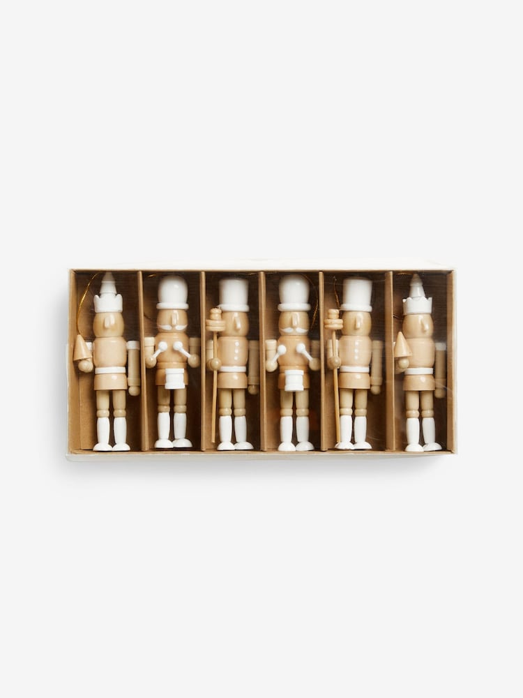 6 Pack Natural Nutcracker Christmas Baubles - Image 1 of 2 6 Pack Natural Nutcracker Christmas Baubles - Image 1 of 2