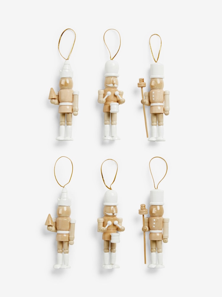 6 Pack Natural Nutcracker Christmas Baubles - Image 2 of 2 6 Pack Natural Nutcracker Christmas Baubles - Image 2 of 2