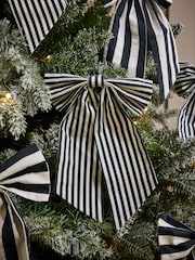 6 Pack Black/White Stripey Bow Christmas Baubles - Image 2 of 3