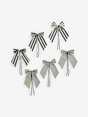 6 Pack Black/White Stripey Bow Christmas Baubles - Image 4 of 4