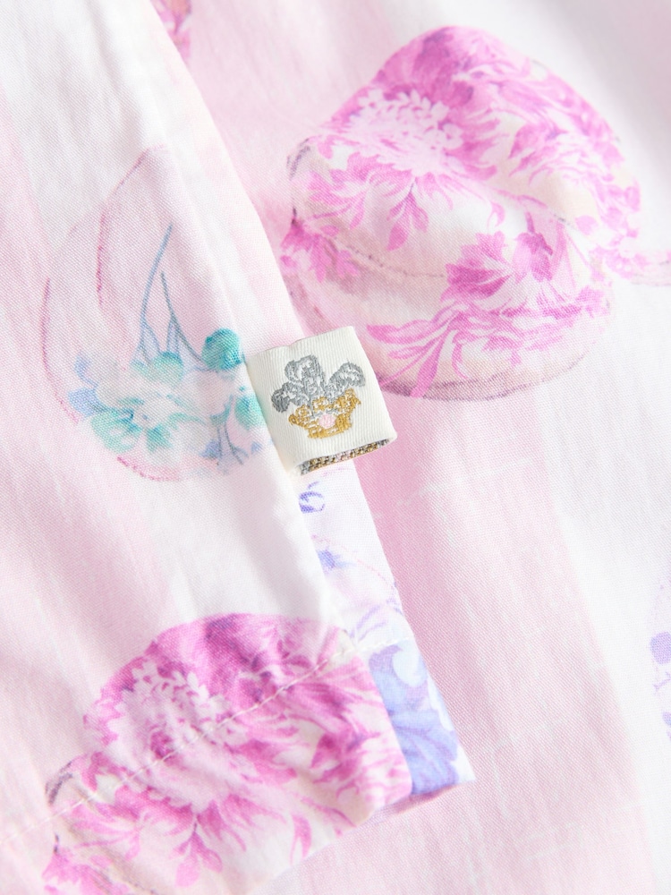 Shabby Chic by Rachel Ashwell® Pink Pumpkin Long Sleeve Button Through Short Pyjamas - Image 10 of 10