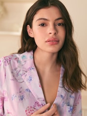 Shabby Chic by Rachel Ashwell® Pink Pumpkin Long Sleeve Button Through Short Pyjamas - Image 3 of 10
