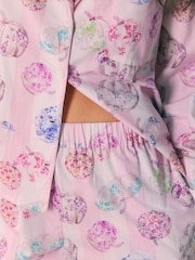 Shabby Chic by Rachel Ashwell® Pink Pumpkin Long Sleeve Button Through Short Pyjamas - Image 5 of 10