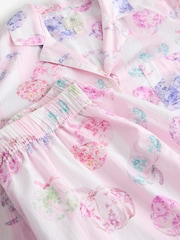Shabby Chic by Rachel Ashwell® Pink Pumpkin Long Sleeve Button Through Short Pyjamas - Image 9 of 10