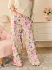 Shabby Chic by Rachel Ashwell® Ecru Garland Hearts Wide Leg Joggers - Imagem 1 de 7