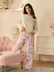 Shabby Chic by Rachel Ashwell® Ecru Garland Hearts Wide Leg Joggers - Imagem 2 de 7