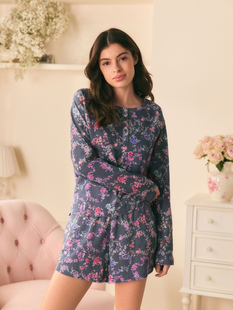 Shabby Chic by Rachel Ashwell® Blue Floral Waffle Short Set Pyjamas - Image 1 of 7
