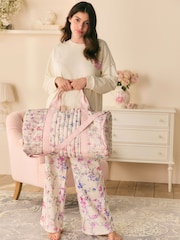 Shabby Chic by Rachel Ashwell® 	Ecru/Pink Garland Heart Print Weekend Bag - Image 2 of 9