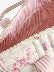 Shabby Chic by Rachel Ashwell® 	Ecru/Pink Garland Heart Print Weekend Bag - Image 8 of 9