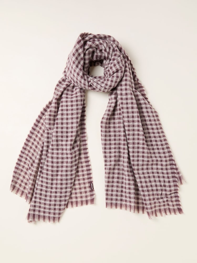 FatFace Plum Purple Gingham Scarf - Image 1 of 2