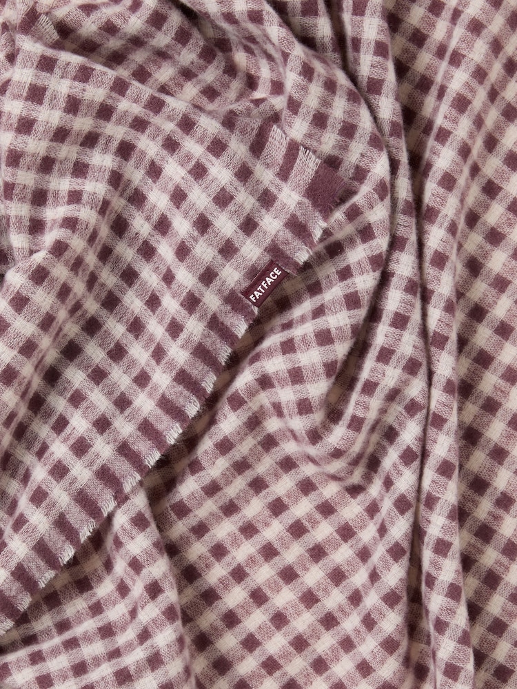 FatFace Plum Purple Gingham Scarf - Image 2 of 2