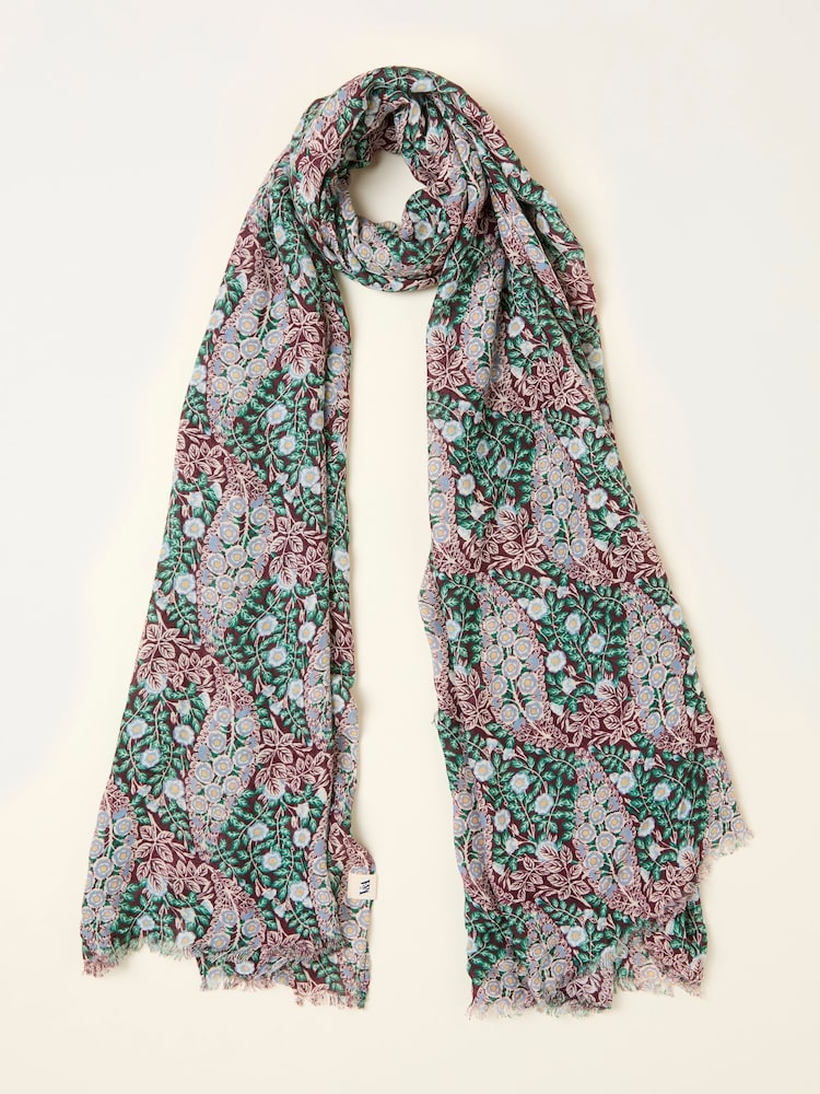 FatFace Burgundy Red Floral Bouquet Scarf - Image 1 of 2 FatFace Burgundy Red Floral Bouquet Scarf - Image 1 of 2