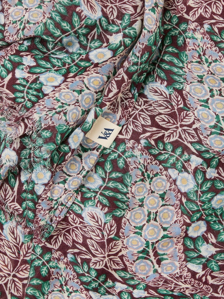 FatFace Burgundy Red Floral Bouquet Scarf - Image 2 of 2 FatFace Burgundy Red Floral Bouquet Scarf - Image 2 of 2